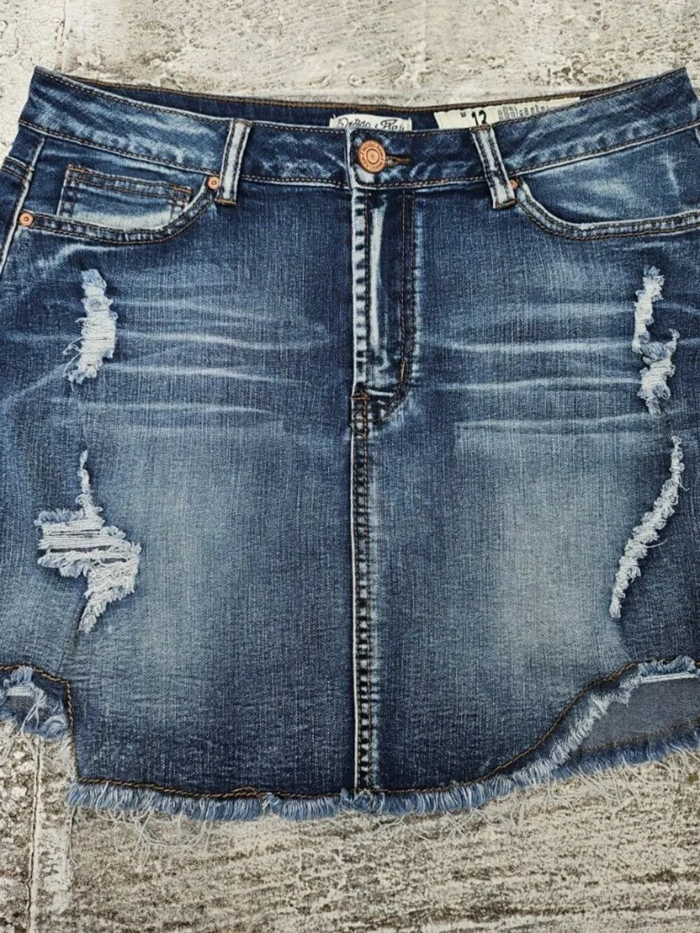 Indigo Rein Women Skirt Blue Denim Jeans Ripped Skirts Size 13 - Picture 2 of 10